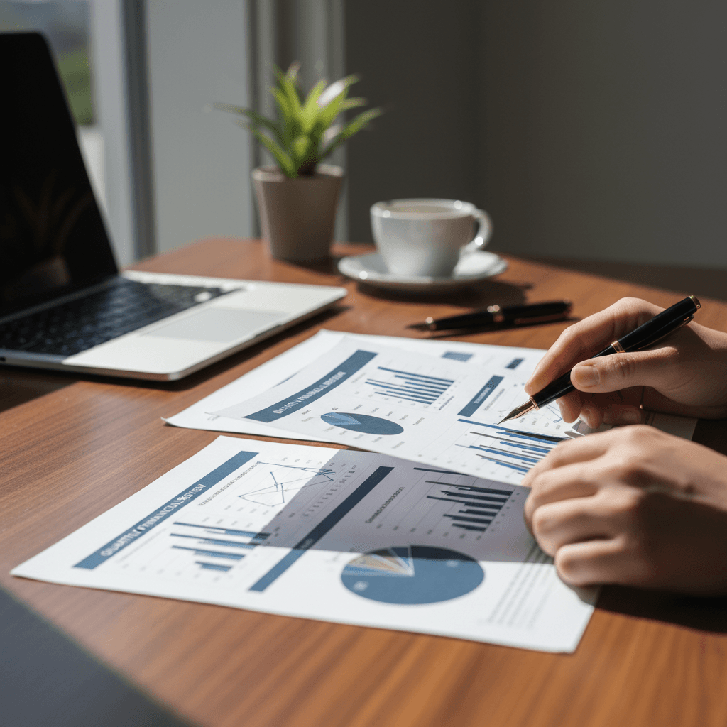 Business owner reviewing financial documents